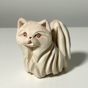 Artesania Rinconada Sculpted Persian Cat Figurine Glazed Accents 3.5"